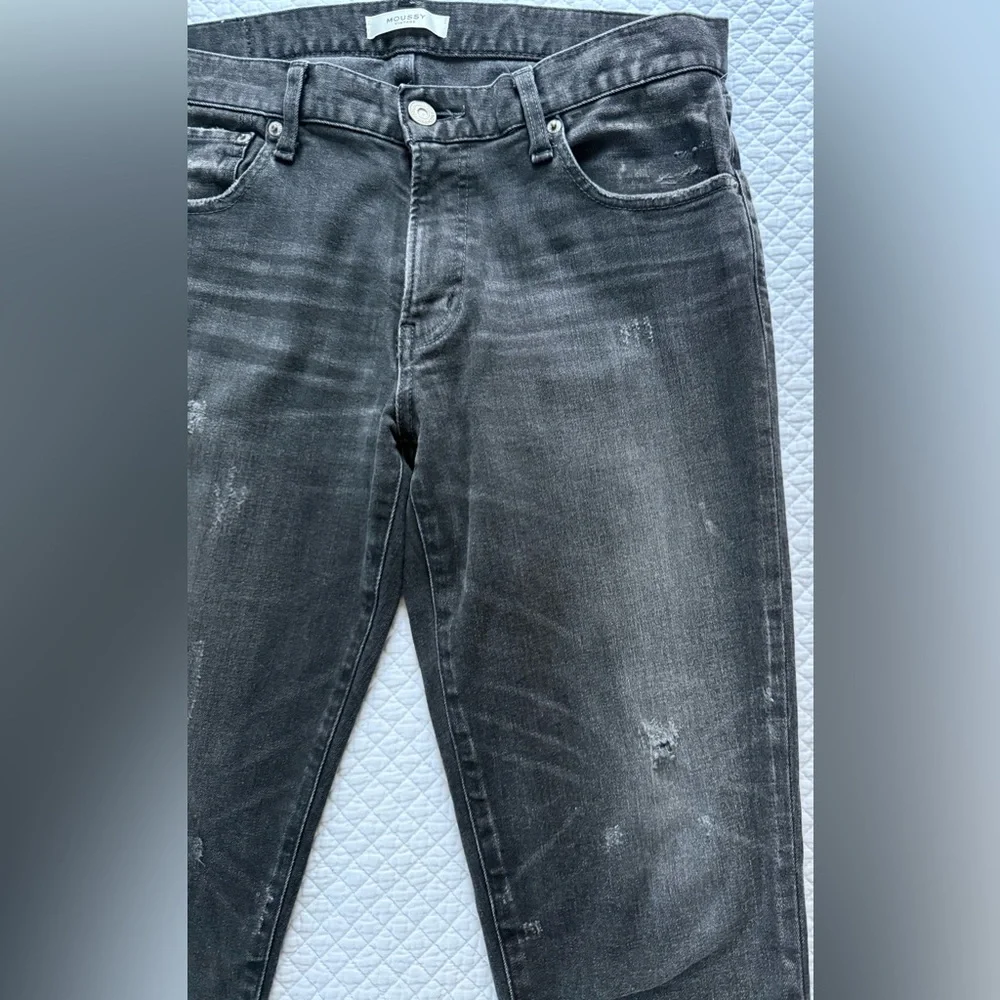Moussy Vintage Black Skinny Jeans Distressed Stretch SZ 30